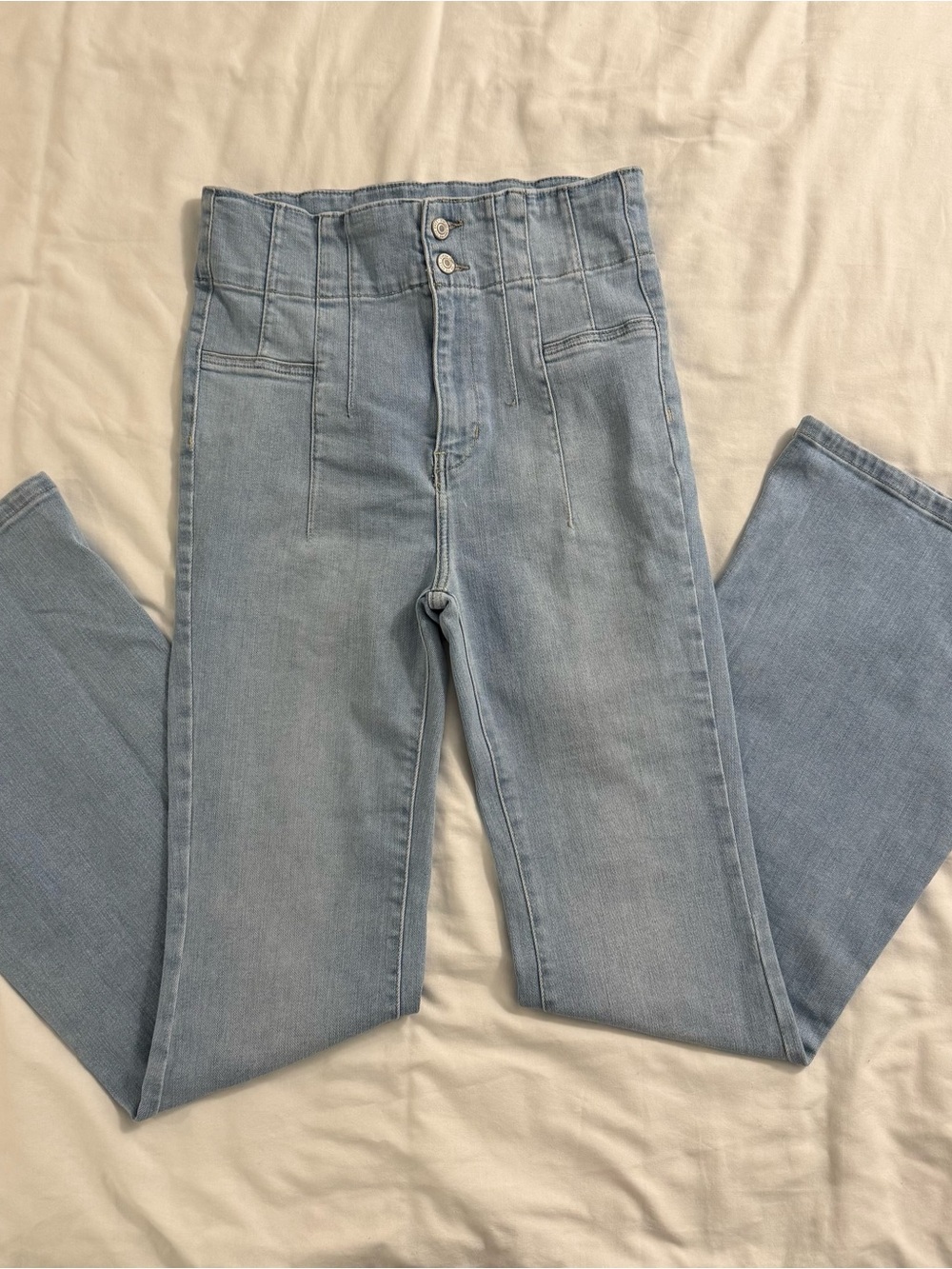 Free People Light Blue High-Waist Flare Jeans